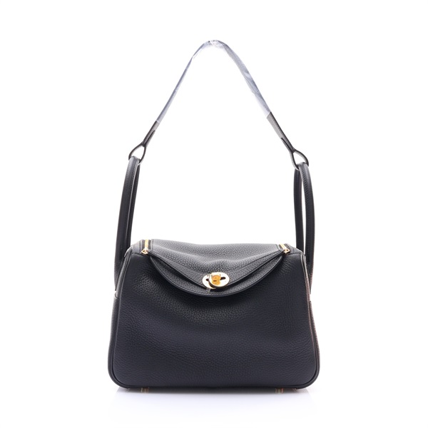 HERMES 愛馬仕 Lindy 26 琳蒂包 肩背包 黑色 Clemence牛皮 G刻 金扣 H073428CC