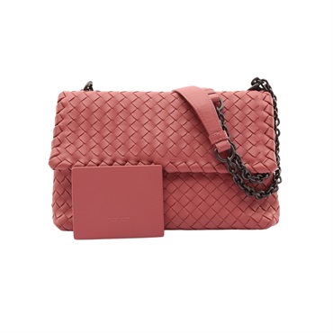 BOTTEGA VENETA BV 寶緹嘉 Olimpia 肩背包 粉色 編織羊皮