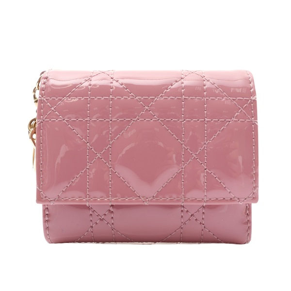 Dior 迪奧 Lady Dior Lotus 三折短夾 玫瑰裸粉色 漆皮 S0181OVRB_M64P