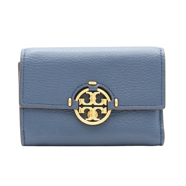 TORY BURCH 湯麗柏琦 MILLER 三折短夾 藍色  荔枝紋皮革 79393