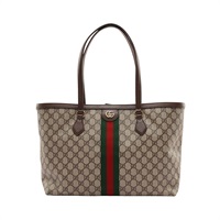 GUCCI 古馳 Ophida Large 托特包 肩背包 棕色 GG Supreme帆布 牛皮 631685