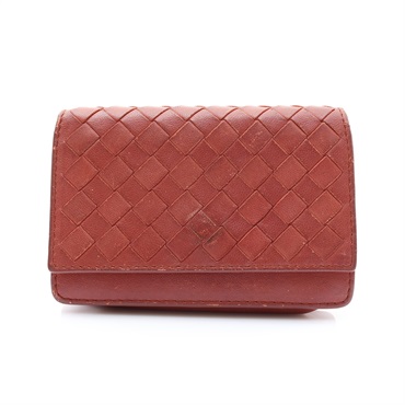 BOTTEGA VENETA  Intrecciato 短夾 紅色 編織羊皮 133945