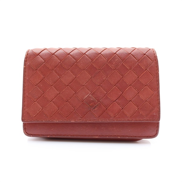 BOTTEGA VENETA  Intrecciato 短夾 紅色 編織羊皮 133945
