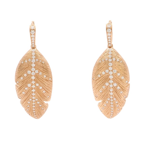 JEWELRY 無品牌珠寶 針式耳環 葉子18K玫瑰金 鑽石