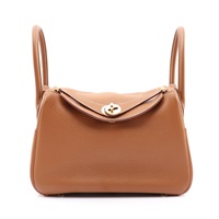 HERMES 愛馬仕 Lindy 26 琳蒂包 肩背包 金棕色 Clemence牛皮 W刻 金扣