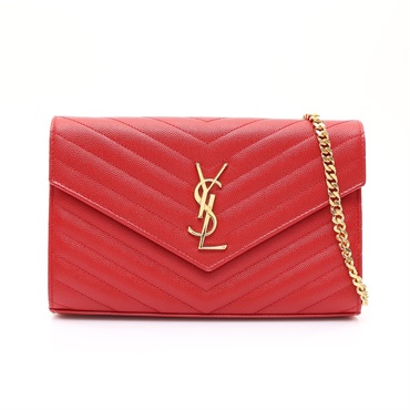 SAINT LAURENT YSL 聖羅蘭 Chain Wallet Cassandre 肩背包 愛神紅 牛皮 377828