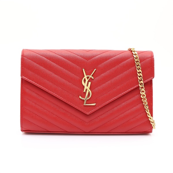 SAINT LAURENT YSL 聖羅蘭 Chain Wallet Cassandre 肩背包 愛神紅 牛皮 377828