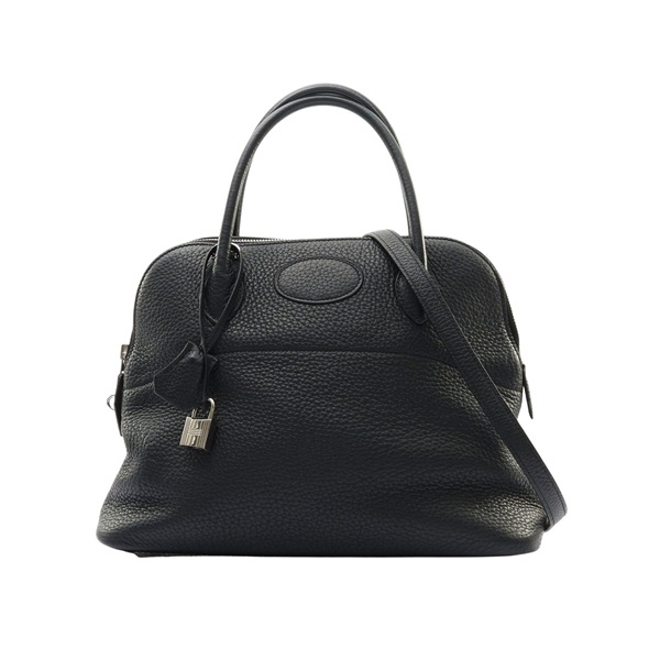 HERMES 愛馬仕 Bolide 31 柏莉包 Clemence牛皮 黑色 銀扣 A刻 兩用包