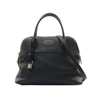 HERMES 愛馬仕 Bolide 31 柏莉包 Clemence牛皮 黑色 銀扣 A刻 兩用包
