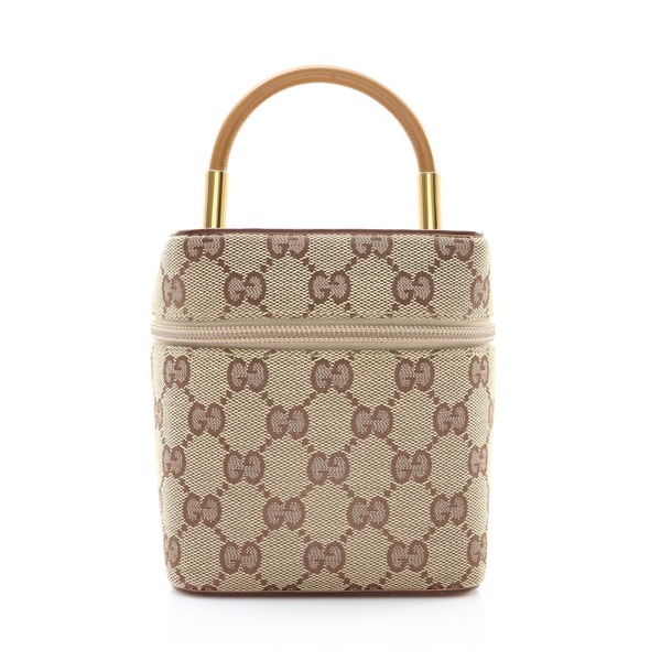 GUCCI 古馳 Vanity 化妝包 手提包 棕色 GG 帆布 039-1052