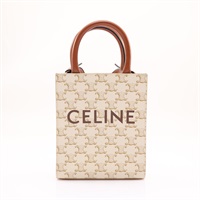 CELINE 賽琳 Triomphe Mini Cabas 兩用包 白/棕色 帆布 194372BZK