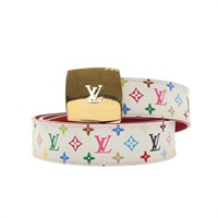 LOUIS VUITTON LV 路易威登 Ceinture LV Cut 皮帶 白彩 原花帆布 M9682