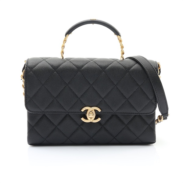 CHANEL 香奈兒 Carry Me 肩背包 黑色 牛皮 金扣 AS4008