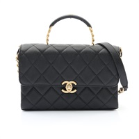CHANEL 香奈兒 Carry Me 肩背包 黑色 牛皮 金扣 AS4008