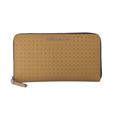 BURBERRY 巴寶莉 Renfrew綠色洞洞 拉鏈長夾 萊姆黃綠色 牛皮 3902823