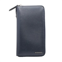 BURBERRY 巴寶莉 Renfrew 拉鏈長夾 深藍色 牛皮 3997585