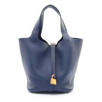 HERMES 愛馬仕 Picotin Lock 22 手提包 藍寶石色 Taurillon Maurice牛皮 Z刻 金扣