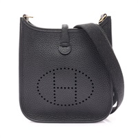 HERMES 愛馬仕 Mini Evelyne 肩背包 TC牛皮 黑色 B刻 H077640CC