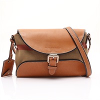 BURBERRY 巴寶莉 Henham 肩背包 棕色 牛皮 House Check 帆布 3908810