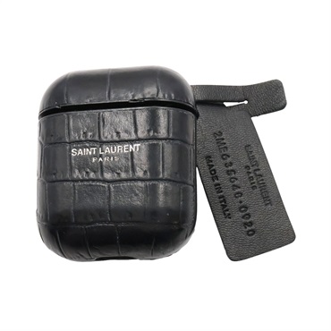 SAINT LAURENT YSL 聖羅蘭 AirPods Case 耳機保護套 黑色 壓紋 牛皮 635648