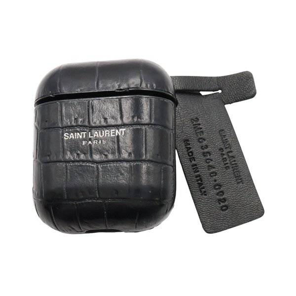SAINT LAURENT YSL 聖羅蘭 AirPods Case 耳機保護套 黑色 壓紋 牛皮 635648