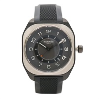 HERMES 愛馬仕 H08 腕錶 黑色錶盤 膠帶 不鏽鋼 SP1.741a