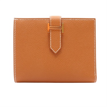 HERMES 愛馬仕 Bearn 二折短夾 金棕色 Epsom牛皮 B刻 金扣 H039790CC