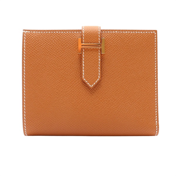HERMES 愛馬仕 Bearn 二折短夾 金棕色 Epsom牛皮 B刻 金扣 H039790CC