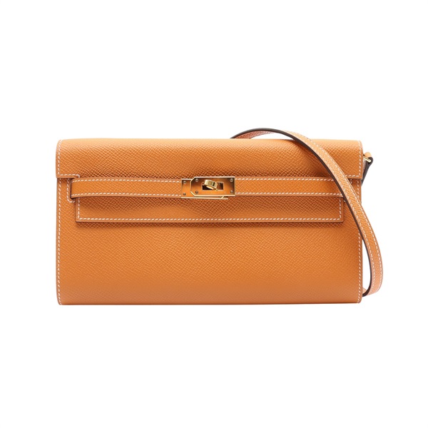 HERMES 愛馬仕 Kelly To Go Wallet 肩背包 太妃糖色 Epsom牛皮 B刻 金扣 H080253CC