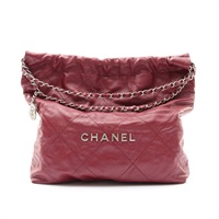 CHANEL 香奈兒 22 SMALL 鍊帶肩背包 酒紅色 菱格紋牛皮 AS3260