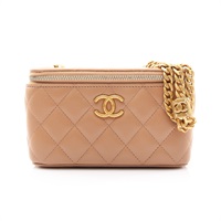 CHANEL 香奈兒 方盒子 鍊帶肩背包 調節釦 裸色羊皮 金釦 AP3044