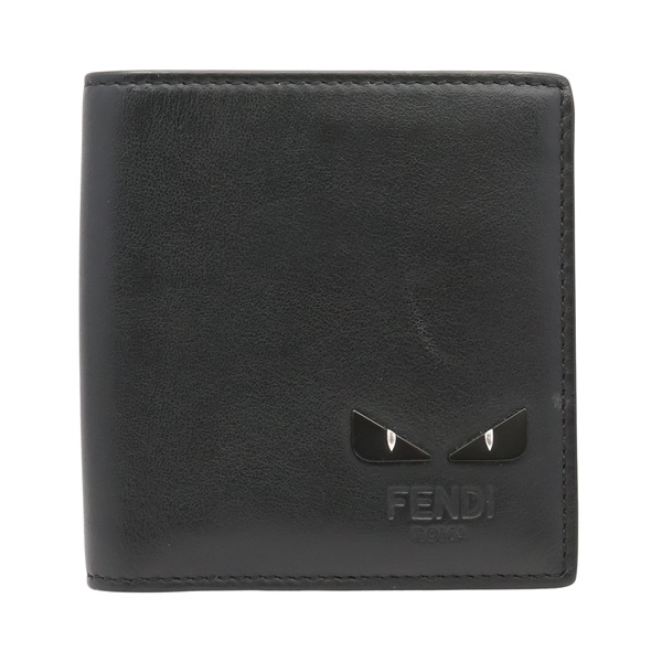 FENDI 芬迪 Monster Bifold 二折短夾 黑色 牛皮 7M0274