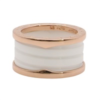 BVLGARI 寶格麗 B.zero1 四環戒 #53 18K玫瑰金 白陶瓷 345831