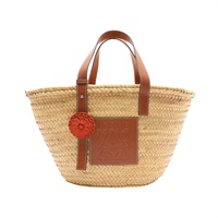 LOEWE 羅威 Basket Bag 籃子包 肩背包 棕色 編織棕櫚葉 牛皮 327.02.S92