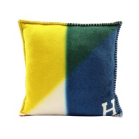 HERMES 愛馬仕 Avalon Tangram 抱枕 藍/黃色 羊絨 H102966M 11