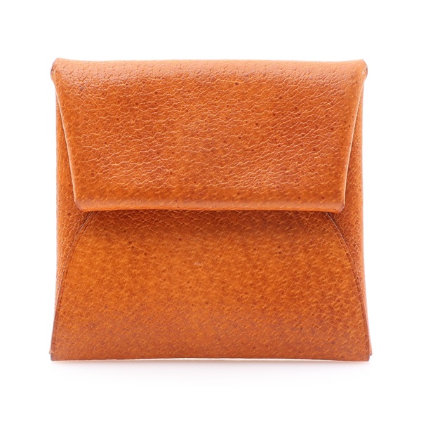 HERMES 愛馬仕 Bastia 扣式零錢包 金棕色 豬皮皮革 D刻