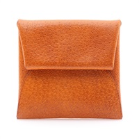 HERMES 愛馬仕 Bastia 扣式零錢包 金棕色 豬皮皮革 D刻