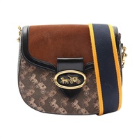 COACH 寇馳 Kat Saddle Bag 20 肩背包 棕/黑色 帆布 麂皮 88236