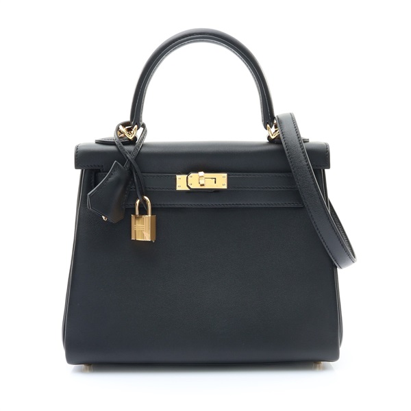 HERMES 愛馬仕 Kelly 25 凱莉包 兩用包 黑色 swift牛皮 K刻 金扣