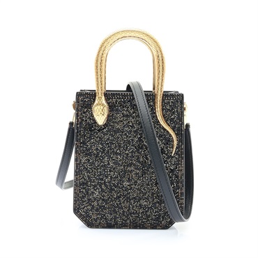 BVLGARI 寶格麗 Serpentine Mini Tote 兩用包 黑色 麂皮 293916