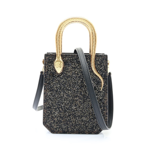 BVLGARI 寶格麗 Serpentine Mini Tote 兩用包 黑色 麂皮 293916