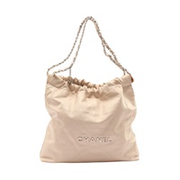 CHANEL 香奈兒 22 鍊帶肩背包 米色 牛皮 銀扣 AS3261