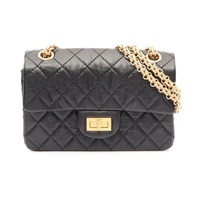CHANEL 香奈兒 2.55 Mini 鍊帶 肩背包 黑色 牛皮 金扣 AS0874