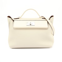 HERMES 愛馬仕 24/24 兩用包 冰川灰/奶昔白 Togo/Swift 牛皮 Z刻 金扣 H075240CK