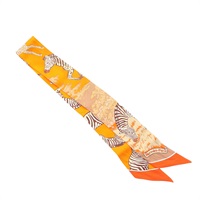 HERMES 愛馬仕 Les Zebres Twilly 絲巾 橘色 絲綢 H063265S