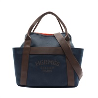 HERMES 愛馬仕 收納 兩用包 海軍藍 帆布 D刻 H068312CKAB