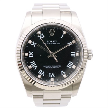 ROLEX 勞力士 Oyster DateJust 36 蠔式恆動 腕錶 黑色錶盤 18K白金錶帶 11PD鑽石 116034