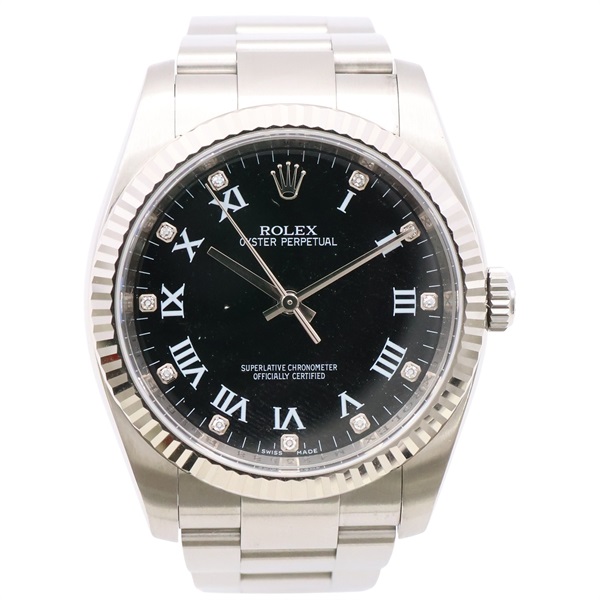ROLEX 勞力士 Oyster DateJust 36 蠔式恆動 腕錶 黑色錶盤 18K白金錶帶 11PD鑽石 116034