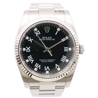 ROLEX 勞力士 Oyster DateJust 36 蠔式恆動 腕錶 黑色錶盤 18K白金錶帶 11PD鑽石 116034