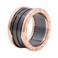 BVLGARI 寶格麗 B.zero1 四環戒指 18K玫瑰金 黑色陶瓷 345856